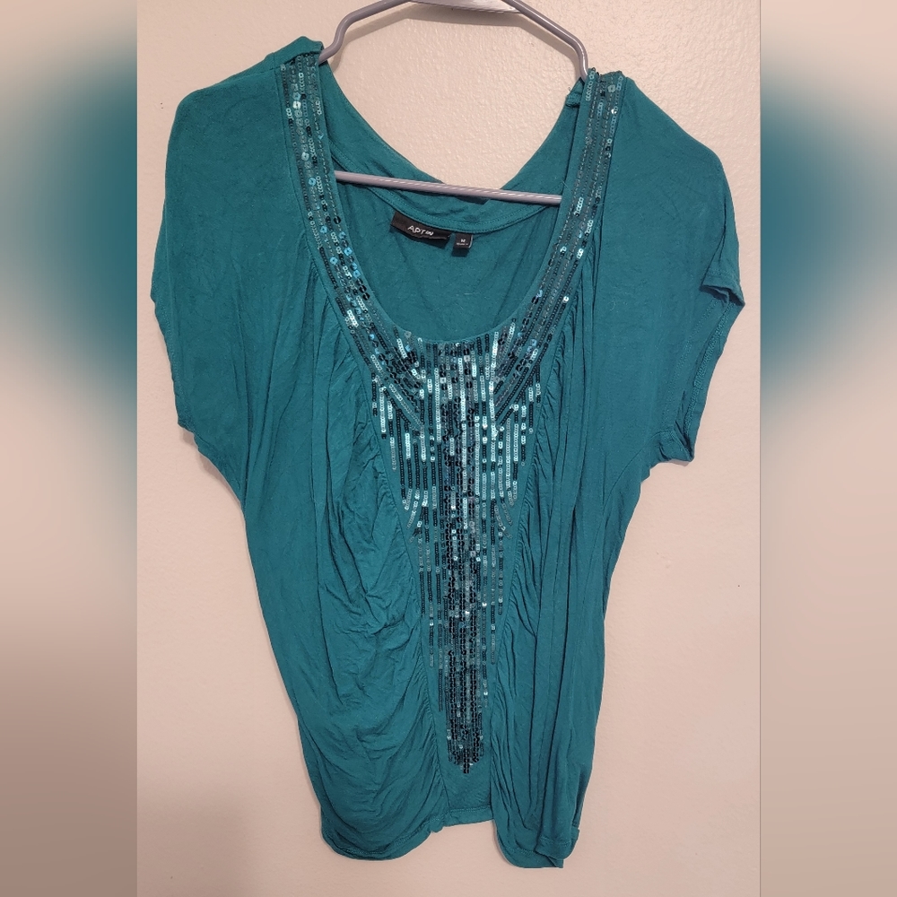 Teal sequin shirt